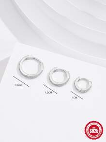 3pcs/Set Multi-Size 925 Sterling Silver Cubic Zirconia Earrings Set, Exquisite Daily Jewelry For Women - Silver - View 6