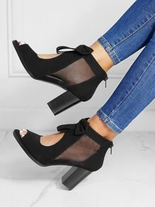 Giày cao gót hở mũi thanh lịch mùa hè cho nữ, thích hợp mặc đi dự tiệc cưới - màu đen - Xem 2