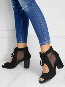 Giày cao gót hở mũi thanh lịch mùa hè cho nữ, thích hợp mặc đi dự tiệc cưới - màu đen - Xem 3