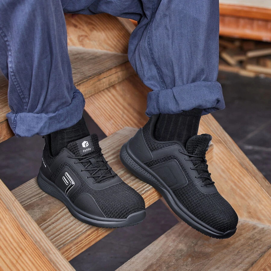 FitVille Slip On Work Shoes for en Extra Wide Fit Coposite Toe