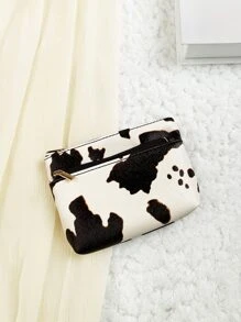 时尚牛皮图案拉链轻便时尚周年纪念生日礼物礼品白领人士男士女士小包高品质皮革女士钱包迷你钱包钱包零钱包 - 黑與白 - 查看 4