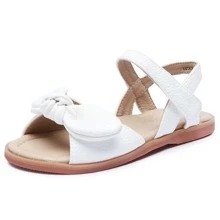 Girls Open Toe Flower Princess Flat Shoes Summer Sandals - 白色 - 查看 1