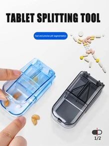 Máy cắt thuốc cầm tay 1 cái có chức năng lưu trữ, hộp đựng thuốc 2 trong 1 có tính năng cắt - Xám - Xem 3