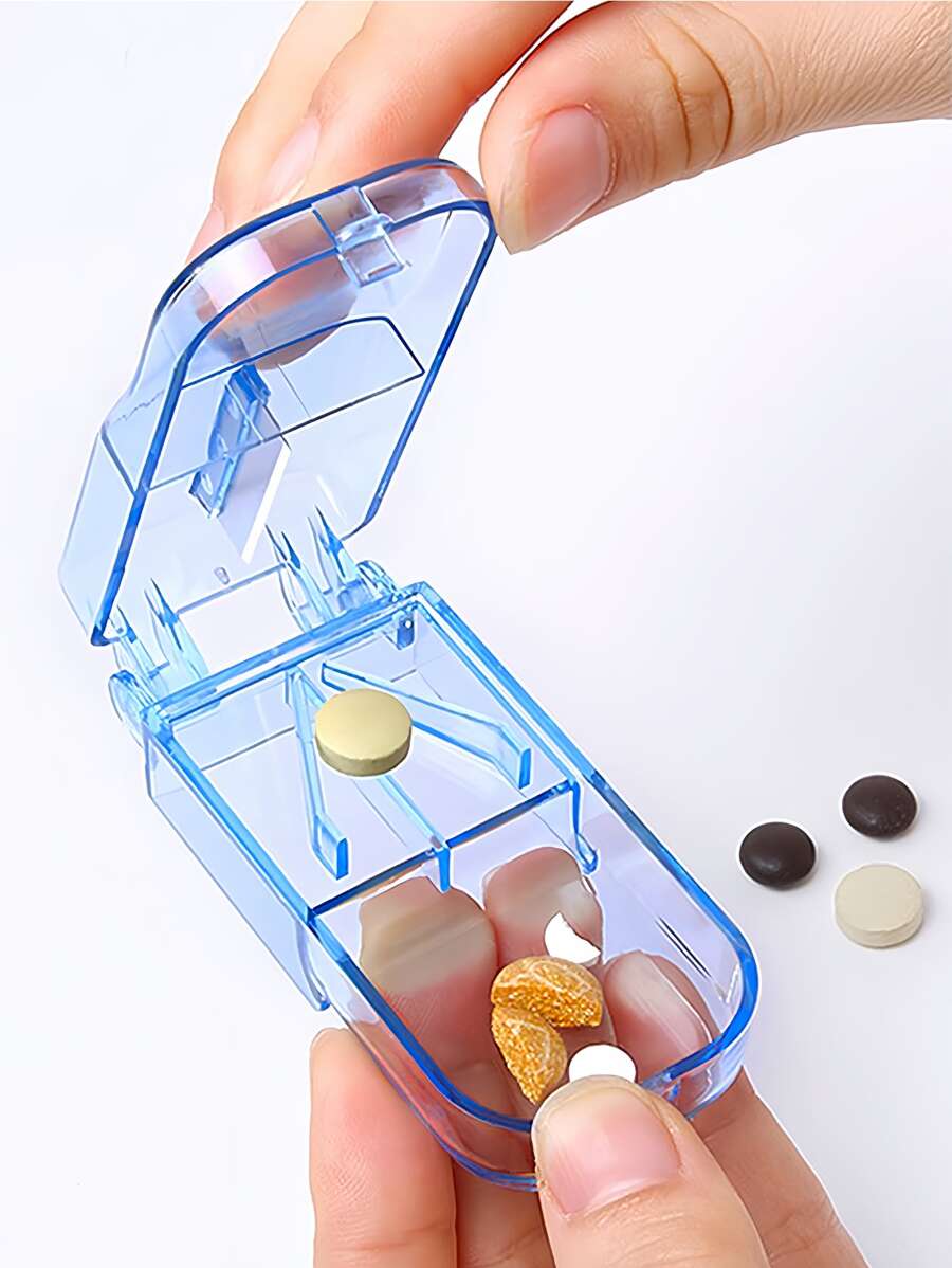 Máy cắt thuốc cầm tay 1 cái có chức năng lưu trữ, hộp đựng thuốc 2 trong 1 có tính năng cắt - Xám - Xem 1