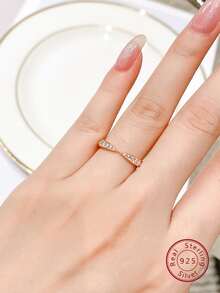 1pc Charming Luxury Design Daily Accessory For Women - S925 Silver & Cubic Zirconia Ring - Silver - View 6