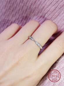 1pc Charming Luxury Design Daily Accessory For Women - S925 Silver & Cubic Zirconia Ring - Silver - View 7