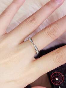 1pc Charming Luxury Design Daily Accessory For Women - S925 Silver & Cubic Zirconia Ring - Silver - View 5