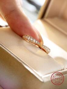 1pc Charming Luxury Design Daily Accessory For Women - S925 Silver & Cubic Zirconia Ring - Silver - View 2