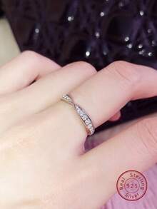 1pc Charming Luxury Design Daily Accessory For Women - S925 Silver & Cubic Zirconia Ring - Silver - View 4