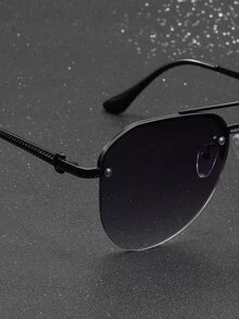 1入組男士時尚飛行員風格太陽鏡，帶雙光束紫外線防護 - 漸層 - 查看 5