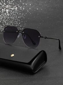 1入組男士時尚飛行員風格太陽鏡，帶雙光束紫外線防護 - 漸層 - 查看 1