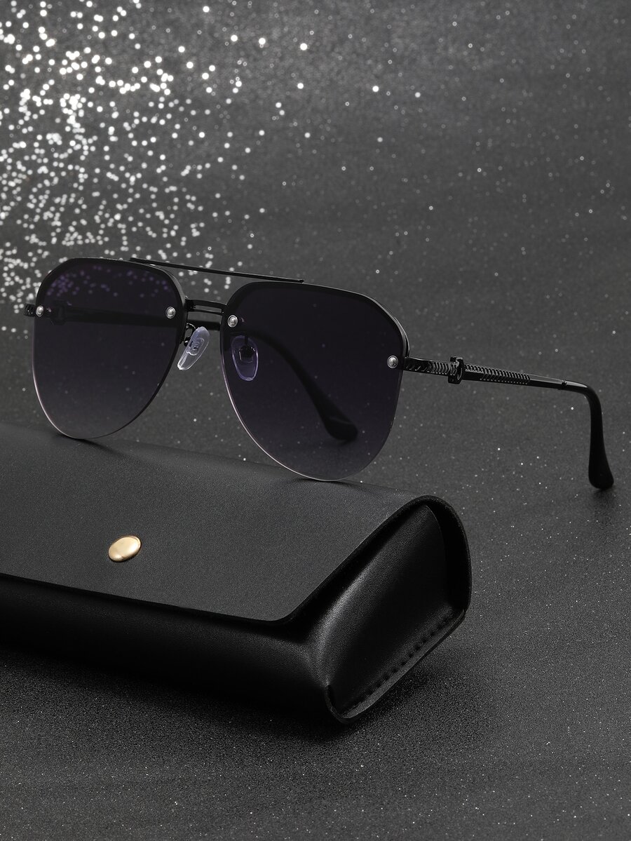 1入組男士時尚飛行員風格太陽鏡，帶雙光束紫外線防護 - 漸層 - 查看 1