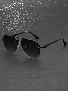 1入組男士時尚飛行員風格太陽鏡，帶雙光束紫外線防護 - 漸層 - 查看 2