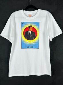 Drop-Shoulder T-Shirt With El Sol De Mexico Loteria Print
