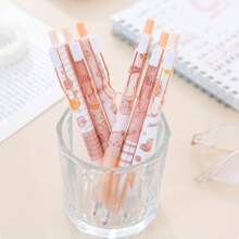 4隨機Kawaii卡通小熊機械凝膠鋼筆可愛學校辦公室寫作用品文具裝飾禮品學生 - 黑色 - 查看 2