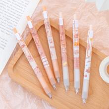 4隨機Kawaii卡通小熊機械凝膠鋼筆可愛學校辦公室寫作用品文具裝飾禮品學生 - 黑色 - 查看 4