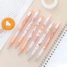 4隨機Kawaii卡通小熊機械凝膠鋼筆可愛學校辦公室寫作用品文具裝飾禮品學生 - 黑色 - 查看 9