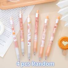 4隨機Kawaii卡通小熊機械凝膠鋼筆可愛學校辦公室寫作用品文具裝飾禮品學生 - 黑色 - 查看 8