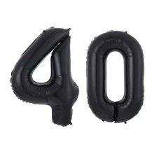 1pc Giant 40inch Black, Champagne, Rose Gold Or Silver Foil Number Balloon (16/21/30/40 Years Old) Birthday Party Decoration For Girls, Boys, 16th Birthday Party Supplies, Photo Props, Christmas - Black - View 3