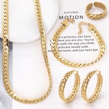 1 Set Schmuck Set Edelstahl Schlange Kette, Herz Form Damen