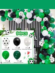 94pcs Soccer Themed Green Balloons Set For Birthday, Wedding, Bar, Home Party Decoration Background - Multicolor - View 4