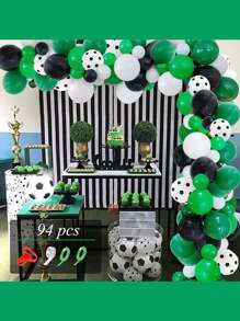 94pcs Soccer Themed Green Balloons Set For Birthday, Wedding, Bar, Home Party Decoration Background - Multicolor - View 1