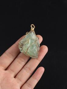 2 chiếc mặt dây chuyền bằng đá tự nhiên tinh xảo màu vàng không đối xứng màu ngẫu nhiên được quấn bằng dây cho vòng cổ, bông tai, trang sức, phụ kiện DIY - Nhiều màu - Xem 5