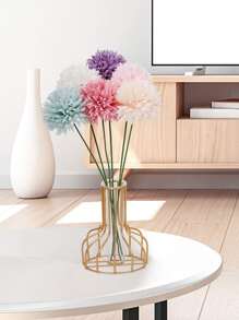 5/10入組綢質蒲公英花球花束,假人造花可用於家庭花園婚禮裝飾diy製作花環聖誕節 - 白色 - 查看 5