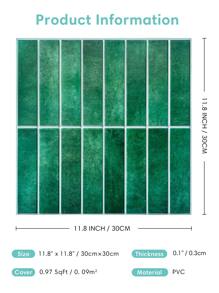 COMMOMY 件/10 件 3d 綠色馬賽克圖案自黏牆磚面板適用於廚房後擋板，耐熱防水 - 綠色 - 查看 8