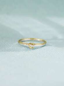 1入組簡約風歐美風格S925純銀打結電鍍雙色戒指女士用適用於情侶 - 金色 - 查看 3