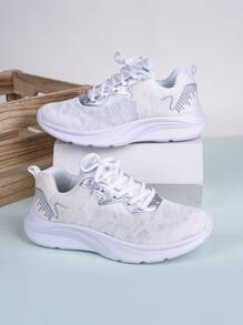 Blanc Élégant & Branché Ample Chaussures À Bascule Pour Quotidien & Navette & Décontracté Porter , Maille Respirante Chaussures De Marche Pour Étudiants