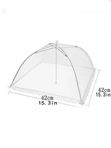 1pc White Foldable Food Anti-fly Cover For Kitchen Dining Table, Outdoor Anti-dust Umbrella-shaped Mesh Net Food Cover