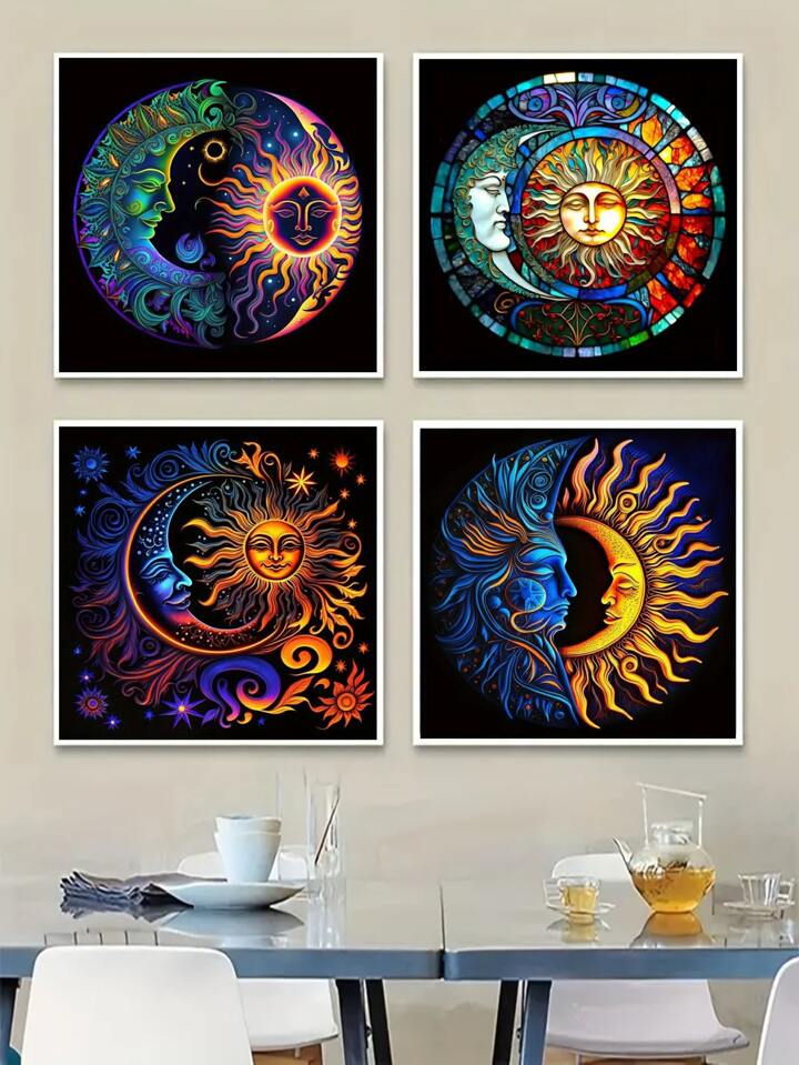Diy 5d Diamond Painting 4pcs Set Wall Art Rhinestone Painting