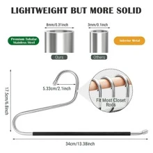 HMSEC 10/20/30 Pcs Pants Clothes Hangers, Non-Slip Open-Ended Hangers, Space Saving Underwear Tank Top Hangers, Heavy Duty Stainless Steel Hangers for Pants, Trousers, Scarf - Black - View 2