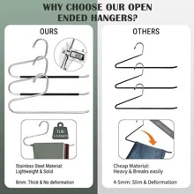 HMSEC 10/20/30 Pcs Pants Clothes Hangers, Non-Slip Open-Ended Hangers, Space Saving Underwear Tank Top Hangers, Heavy Duty Stainless Steel Hangers for Pants, Trousers, Scarf - Black - View 7