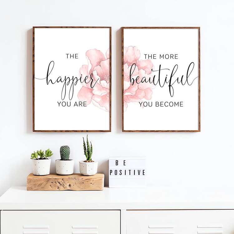 ผู้หญิง รูปภาพติดผนัง ความงาม แฟชั่น สโลแกน ภาพวาด มินิมอลลิสม์ ดอกไม้ ศิลปะ โปสเตอร์ ผ้าแคนวาส พิมพ์ ทันสมัย สร้างแรงบันดาลใจ สำหรับ เด็กผู้หญิง สีชมพู ตกแต่งห้อง , บ้าน ออฟฟิศ ตกแต่ง , ไร้กรอบ 2 ชิ้น - สีแอปริคอท - ดู 1