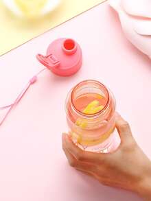 1 Bình Nước Thể Thao Màu Hồng 550Ml Có Dây Đeo Và Móc Thú Cưng Trong Suốt Bình Đựng Đồ Uống Lạnh Cho Các Hoạt Động Ngoài Trời - Hồng - Xem 4