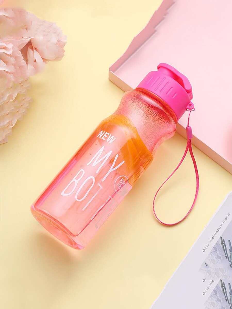 1 Bình Nước Thể Thao Màu Hồng 550Ml Có Dây Đeo Và Móc Thú Cưng Trong Suốt Bình Đựng Đồ Uống Lạnh Cho Các Hoạt Động Ngoài Trời - Hồng - Xem 1