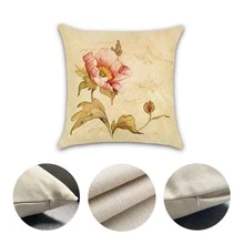 4pcs Simple Red Floral Pillow Covers For Sofa Home Decor Without Pillow Core - Apricot - View 4