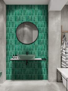 COMMOMY 件/10 件 3d 綠色馬賽克圖案自黏牆磚面板適用於廚房後擋板，耐熱防水 - 綠色 - 查看 5