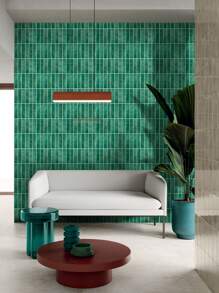 COMMOMY 件/10 件 3d 綠色馬賽克圖案自黏牆磚面板適用於廚房後擋板，耐熱防水 - 綠色 - 查看 4