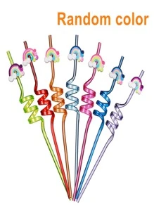 4pcs, Random Color, Random Style, Rainbow Straws For Party Favors Goody Bags Gift Bags, Drinking Straws Colorful Plastic Straws Rainbow Cloud Party Favors,Kitchen,Christmas Gift