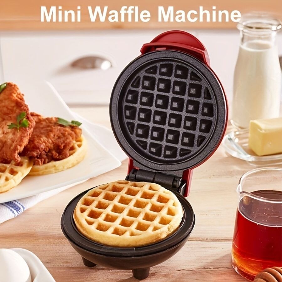 Mini Waffle Maker Machine | Nonstick Waffle Iron for Kids Pancakes, Waffles, Paninis, Breakfast, Lunch, Snack - Black - View 1