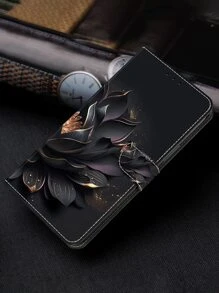 GLANDOTU Case Compatible With Galaxy / / / / / , PU Leather Magnetic Closure Folding Standing Card Insert Wallet Protector - Lotus Compatible With IPhone15/15Plus/15Pro/15Promax Waterproof Shockproof Anti-Fall Scratch Resistant