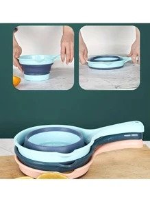 1PC Fold Water Scoop Long Handle Thickening Plastic Ladle Fruit Vegetable Washing Scoop Home Kitchen Tools Camping Storage Container - Blue - View 3