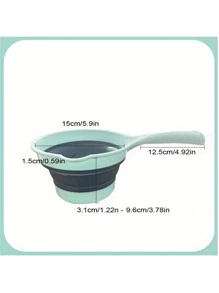 1PC Fold Water Scoop Long Handle Thickening Plastic Ladle Fruit Vegetable Washing Scoop Home Kitchen Tools Camping Storage Container - Blue - View 8