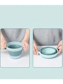 1PC Fold Water Scoop Long Handle Thickening Plastic Ladle Fruit Vegetable Washing Scoop Home Kitchen Tools Camping Storage Container - Blue - View 9