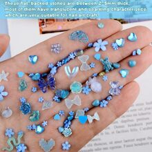 50 chiếc/túi phụ kiện trang trí móng tay màu xanh dương, phụ kiện trang trí móng tay Kawaii dạng phẳng bằng nhựa, phụ kiện trang trí móng tay 3D dùng cho nghệ thuật làm móng. - Nhiều màu - Xem 3