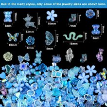 50 chiếc/túi phụ kiện trang trí móng tay màu xanh dương, phụ kiện trang trí móng tay Kawaii dạng phẳng bằng nhựa, phụ kiện trang trí móng tay 3D dùng cho nghệ thuật làm móng. - Nhiều màu - Xem 4
