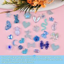 50 chiếc/túi phụ kiện trang trí móng tay màu xanh dương, phụ kiện trang trí móng tay Kawaii dạng phẳng bằng nhựa, phụ kiện trang trí móng tay 3D dùng cho nghệ thuật làm móng. - Nhiều màu - Xem 2